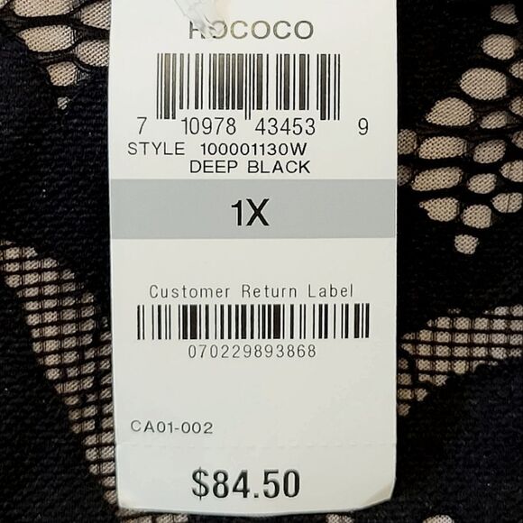 I.N.C. Woman Black Lace Tan Lining Flounce Sleeve Blouse Pullover Size 1X - Picture 8 of 8